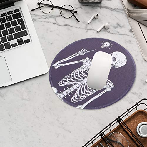 Mobestech Skeleton Mouse Pad Halloween Round Desk Mousepad para Office Home Laptop