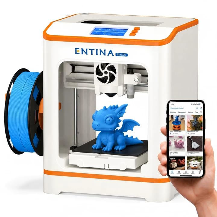 Entina Tina2C 3D Printer for Kids & Beginners Ready in 8 Minutes WiFi