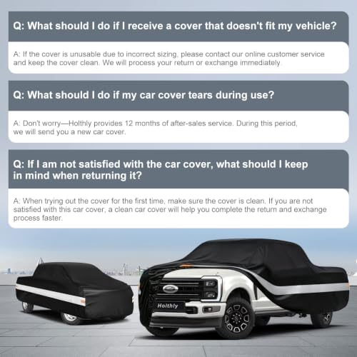 Image of 10 Layers Truck Cover Waterproof All Weather Custom Fit Ford F-250 F-350(2001-2026) SuperCrew Short Bed, Outdoor Full Exterior Pickup Car Cover Sun Rain Snow Ice Protection. Black