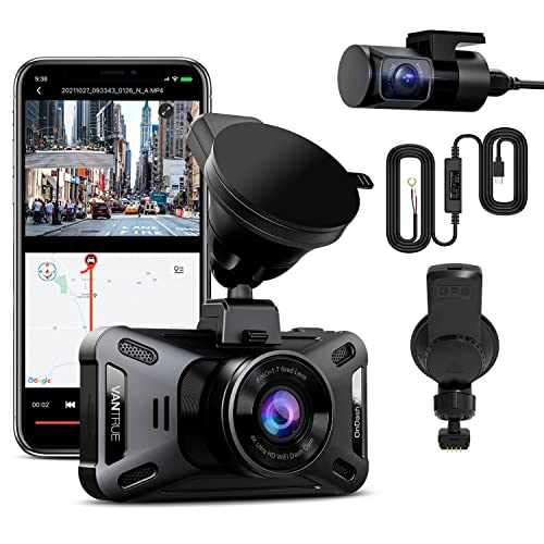 Bundle â€“ 3 Items: Vantrue X4S Dual 4K WiFi Dash Cam + Vantrue GPS Suction Mount + Type C Hardwire Kit