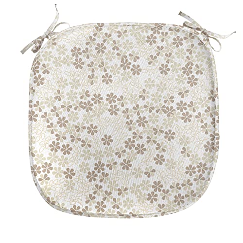 Ambesonne Flower Chair Seating Cushion, Flowers Bouquet Blossoms Ornamental Simplistic Monochromic Summer Art, Anti-slip Seat Padding for Kitchen & Patio, 16