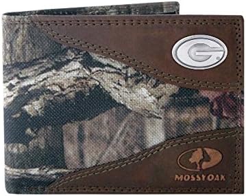 ZEP-PRO UGA-IWNT1-MOS Georgia Bulldogs Concho Emblem Mossy Oak Nylon and Leather Bi-Fold Passcase Wallet