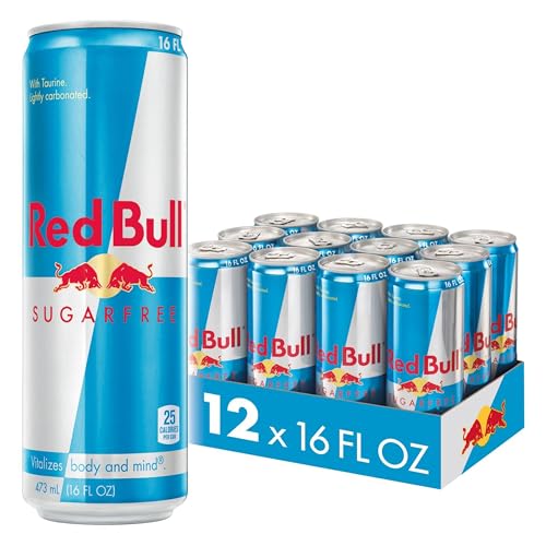 Red Bull Sugar Free Energy Drink with 151mg Caffeine plus Taurine & B Vitamins, 16 Fl Oz, Pack of 12 Cans Red Bull Sugar Free Energy Drink with 151mg Caffeine plus Taurine & B Vitamins, 16 Fl Oz, Pack of 12 Cans