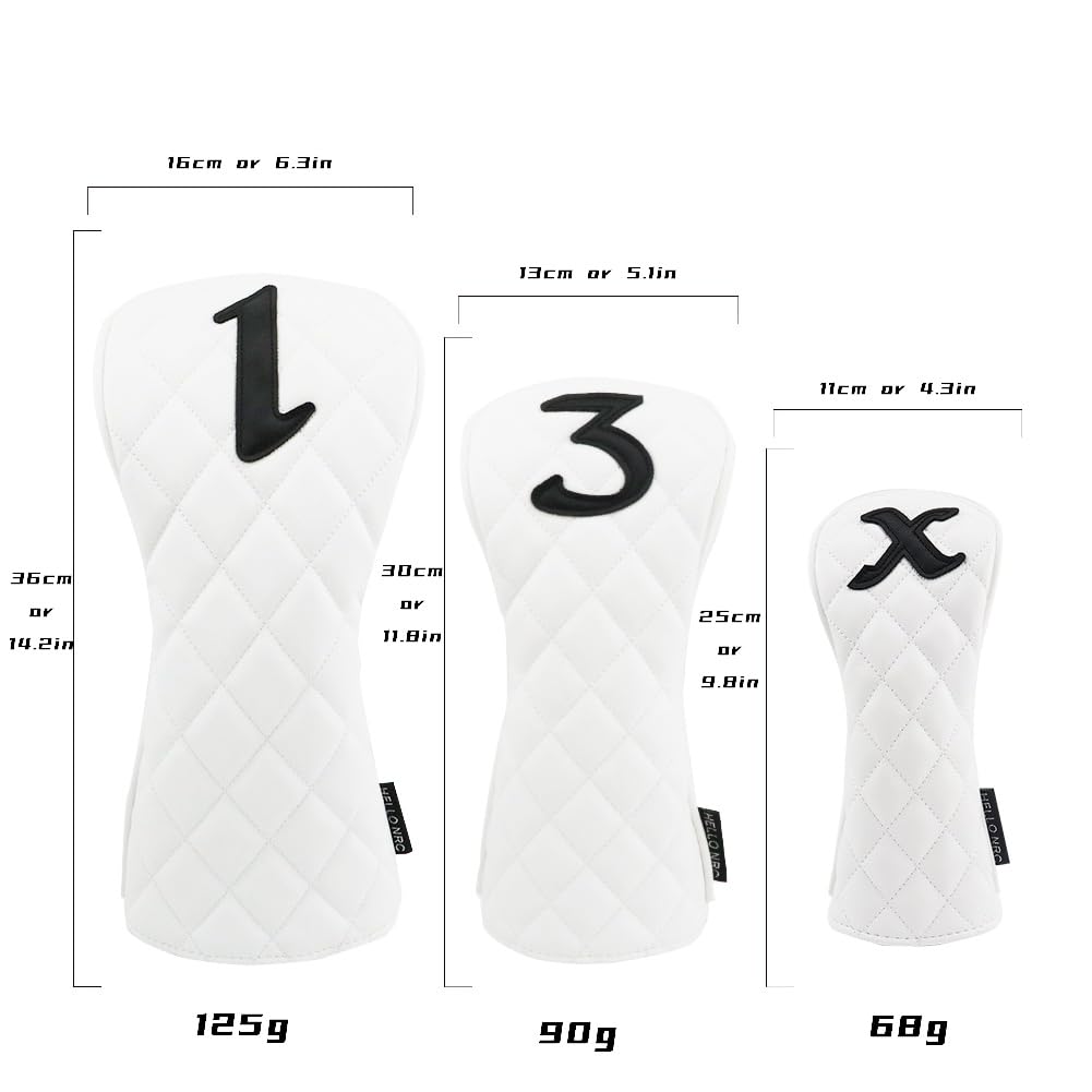 Golfschlägerhaube, 3-teiliges Set aus Fairway-Holz, Hybrid-Schlägerhaube, für Männer und Frauen, hochwertiges PU-Leder, wasserdicht und staubdicht, für die meisten Golfschläger