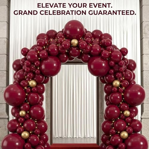 Image of Burgundy Balloons, 114pcs Different Sizes Matte Maroon Balloon Arch Kit, 18 /12 /10 /5Inch for Valentine's Day Anniversary Graduation Wedding Birthday Party Decor