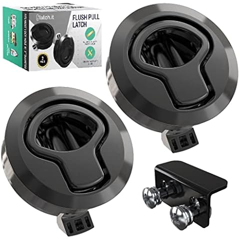 LATCH.IT RV Flush Latch Lock | 2-Pack Black Flush Slam Latch | 100% Metal Boat Latch | Boat Hatch Latches | Boat Latches | ONLY fits Lock Holes with a Diameter of 2” & a Door Thickness up to 0.5" Cover