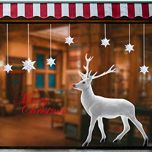 Voqeen Navidad Pegatina Calcomanías para ventanas Lindo Decoración de ventanas Renos grandes Calcomanías electrostáticas ventanas
