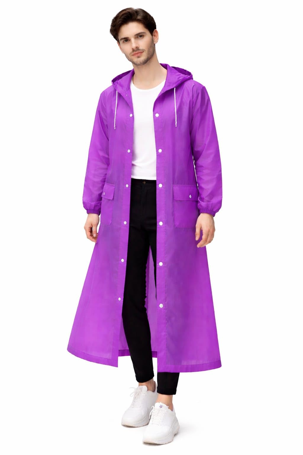 nephar eva waterproof raincoat for men & women | long hooded rain jacket | lightweight rainwear for monsoon, travel & outdoor use