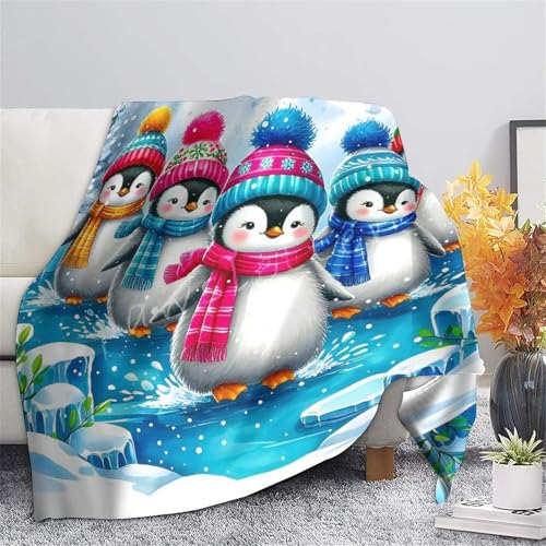 Couverture pingouin idée cadeau originale plaid doux lit microfibre pour anniversaire ado - 7