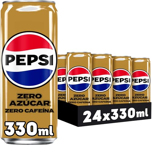 Pepsi zero sin cafeína Refresco de cola con cero azúcar y cero calorías, pack de 24 latas de 330 ml, 7.92 litros en total
