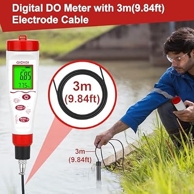 Digital Dissolved Oxygen Meter, GIDIGI Dissolved Oxygen Tester with ATC, DO Meter with 9.84ft DO Probe Cable, Dissolved Oxygen Test Kit for Aquarium, Ponds, Fish Tank Range 0.040.0 Mg/L