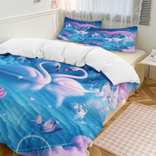 Housse de couette cygne 200x200 parure de lit microfibre 3 pièces - 5