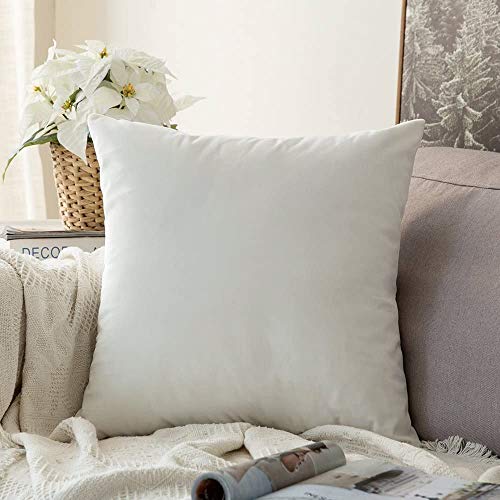 Image of Khooti Velvet Cushion Cover Pack of 1-12 inch x 12 inch / 30 x 30 cm - Pure White - Soft Pillow Covers Cushion Case for Sofa Bedroom Livingroom Chair Car, Cushion Cover