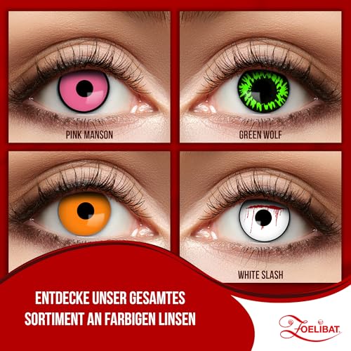 Zoelibat farbige Kontaktlinsen orange ohne Stärke, Halloween, 1 Paar Wochenlinsen, weiche Augenlinsen für Halloween, Karneval und Fasching