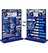 18th Birthday Decorations Back in 2008 Table Sign for Boys, Blue Silver 18 Birthday Two-Sided Woo...