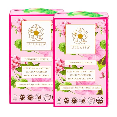 Image of Aromatherapy Soap | Tan Removal, Spot-less Complexion, Moisturizing & Hydrating | Rose Geranium & Cardamom | For Women & Men (Pack of 2)