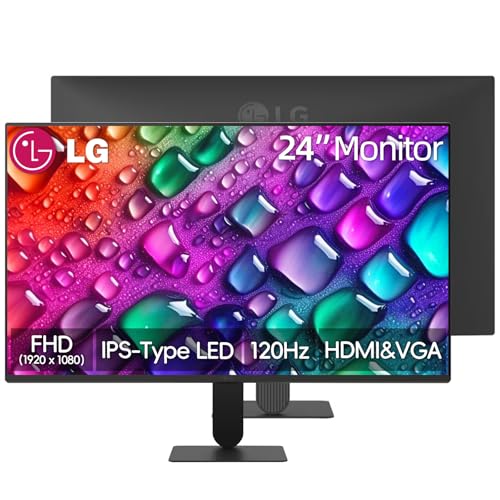 Image of LG 24 inch FHD IPS Monitor, 120Hz Refresh Rate, 1ms MBR, 99% sRGB, HDR10, Flicker Safe, VRR, Slim Bezel, Black Stabilizer, HDMI & VGA, Tilt Adjustable, 178 Degrees Viewing Angle, Black