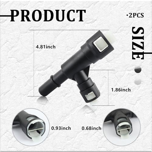 2PCS Car Heater Hose Connector Replacement OEM#15055343 15055342,T-Coolant Hose Connector Compatible with GMC Chevrolet Cadillac,Waterproof Connectors for Heater Hose Fitting - Thumbnail 2