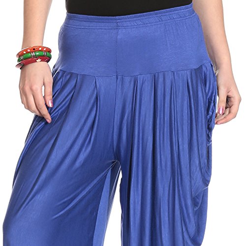 Legis Viscose Relaxed Yoga Fitness Active and Dance Wear Dhoti Pants for Women One Size - Blue