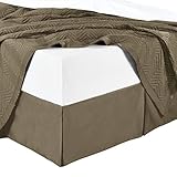 sheetsnthings Microfiber Bed Skirts (14 inch Drop) -Queen Size, Solid Taupe- Pleated Tailored Bedskirts with Split Corners