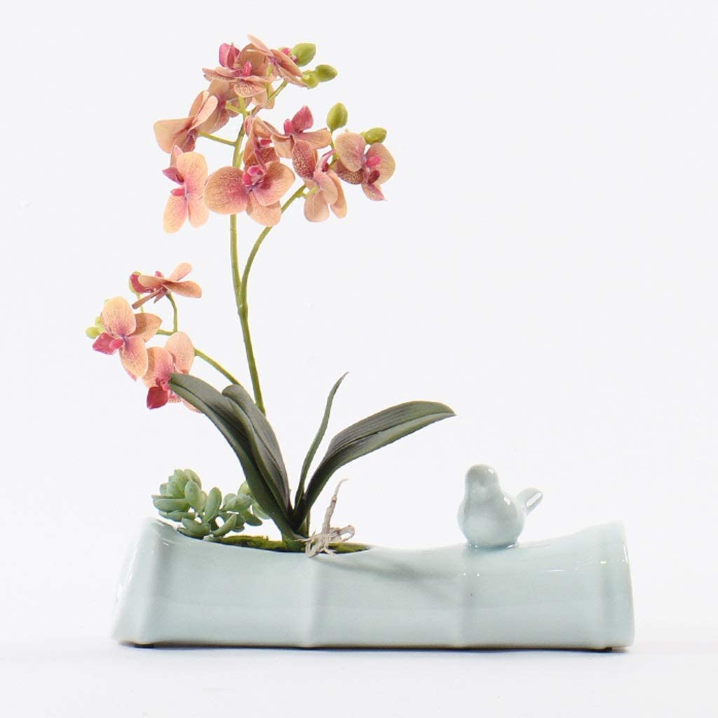 XDLEDMKIZ Artificial Flowers Artificial Flower Bonsai With Vase Vivid Orchid Flower Arrangement Phalaenopsis Flowers Pot For Home Office Décor House Decorations Artificial Orc