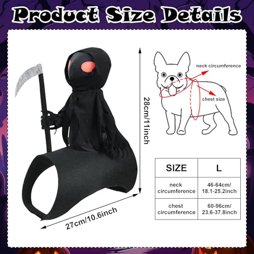 MACULPER Halloween Hundekostüm Hunde Kostüm Katzenkostüme Hund Halloween-Haustier-Outfit Sensenmann Cosplay Kostüm Gruselige Kostüme Hundekostüm für kleine, mittelgroße Katzen und Hunde