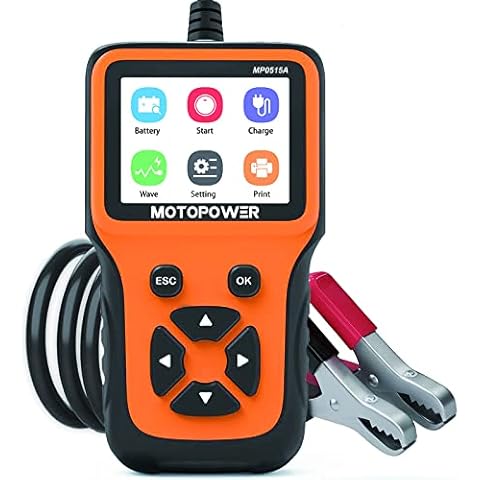 MOTOPOWER MP0515A 12V Car Battery Tester Automotive 100-2000 CCA Battery Load Tester Auto Cranking and Charging System Test Scan Tool Digital Battery Alternator Analyzer Cover
