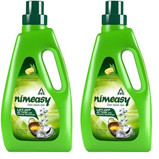 Nimeasy Dishwash Liquid Gel, Kitchen Cleaner, Utensil Cleaner Liquid, Lift Off Action with Enzyme Technology, Removes Grease & Oil, with Neem extracts & Lemon Citrus fragrance, 1 L (Pack of 2)-image-23