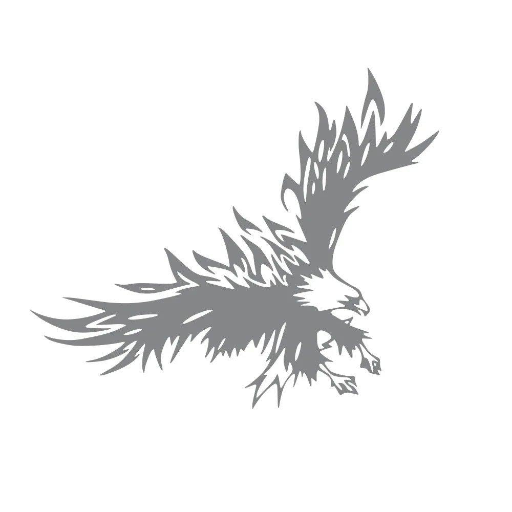 Car Bonnet Stickers Eagle Pattern Vinyl Decal Auto Colorful Waterproof Vehicles PVC(Glossy Gray,80x50cm)