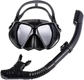Máscara de Mergulho com Visão Panorâmica 180° + Snorkel, Kit Profissional de Mergulho
