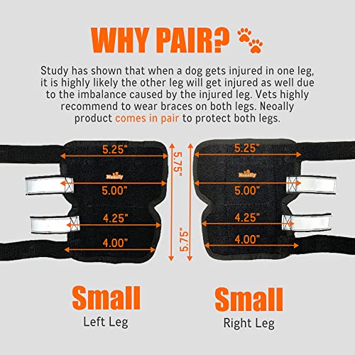 Image of NeoAlly - 3-in-1 Long Rear Leg Hock Brace, Dog Leg Brace for Rear Leg with Rigid & Spring Inserts, Hock and Ankle Support, Dog Leg Sleeve with Reflective Straps, Small, 1 Pair