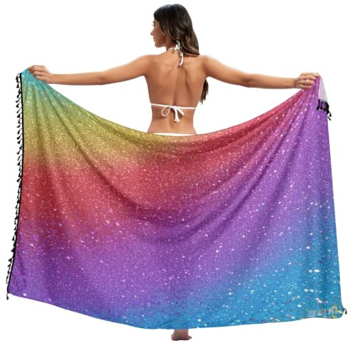 Traje de baño de playa cómodo que estiliza la figura con un diseño arcoíris