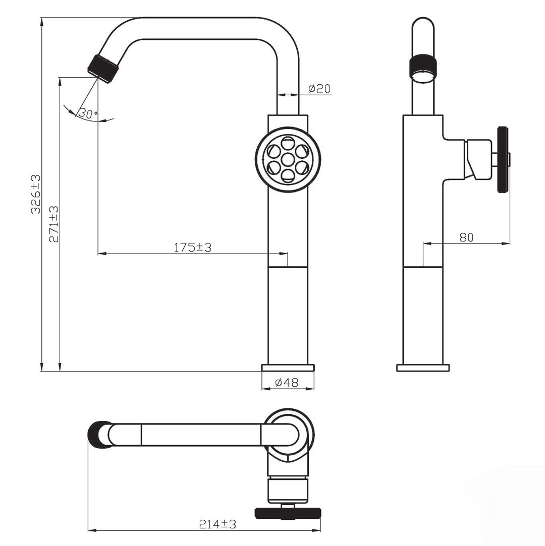 Essebagno Indus Rubinetto per lavabo alto in rame