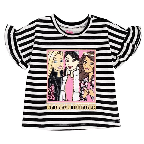 Barbie Little Girls T-Shirt and Mesh Tutu Black/Pink 7-84