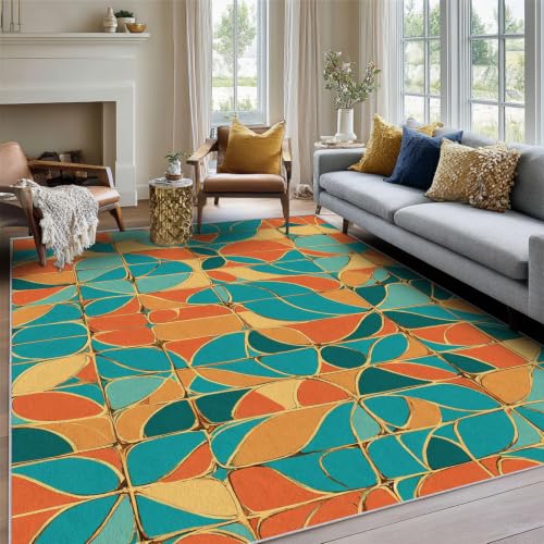 Phytogxx Teal Orange Mosaic Rug 3x4