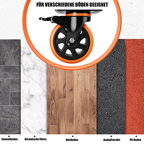 Ruote per mobili 4pcs,φ75mm,con freni,inclusi