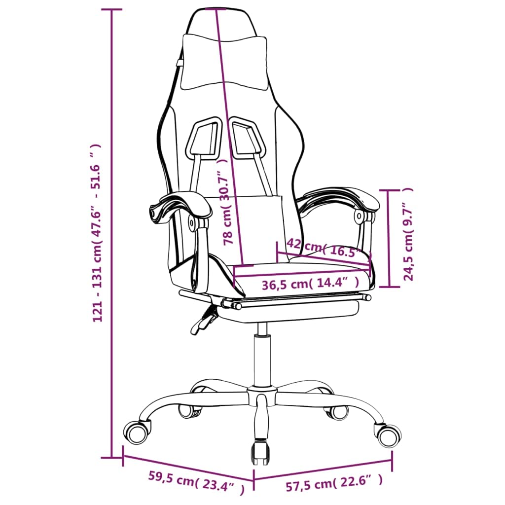 Fotel gamingowy z podnóżkiem i funkcją przechylania, ergonomiczne krzesło obrotowe ze sztucznej skóry z regulowanym oparciem i podłokietnikiem, do biura i biura domowego, w kolorze czarnym