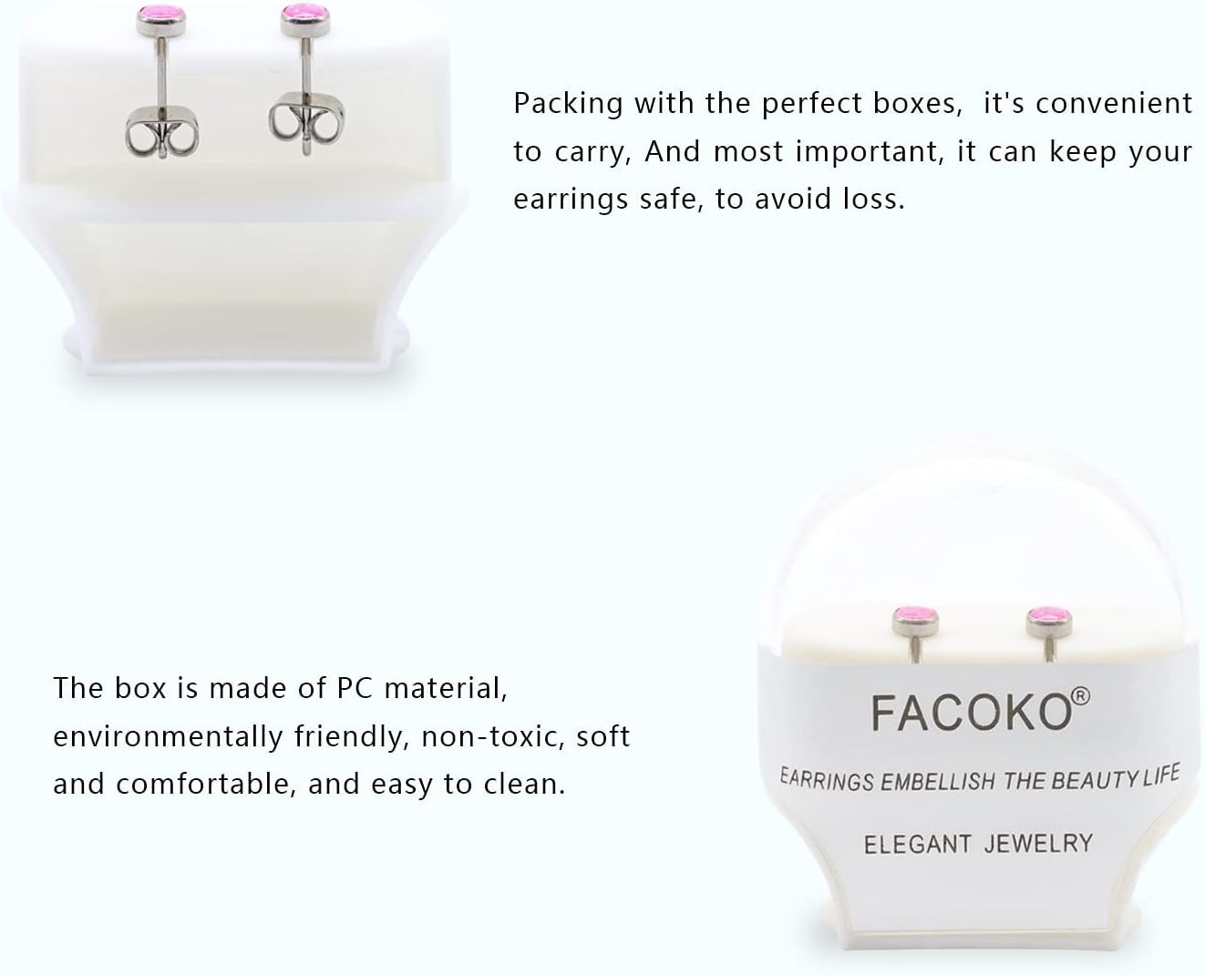 Earrings for Women, Titanium Opal Stud, Non-Nickel Earring, Hypoallergenic Earrings 3mm 4mm 5mm 7mm Round Birthstone Earring Studs for Sensitive Ears - Image 5