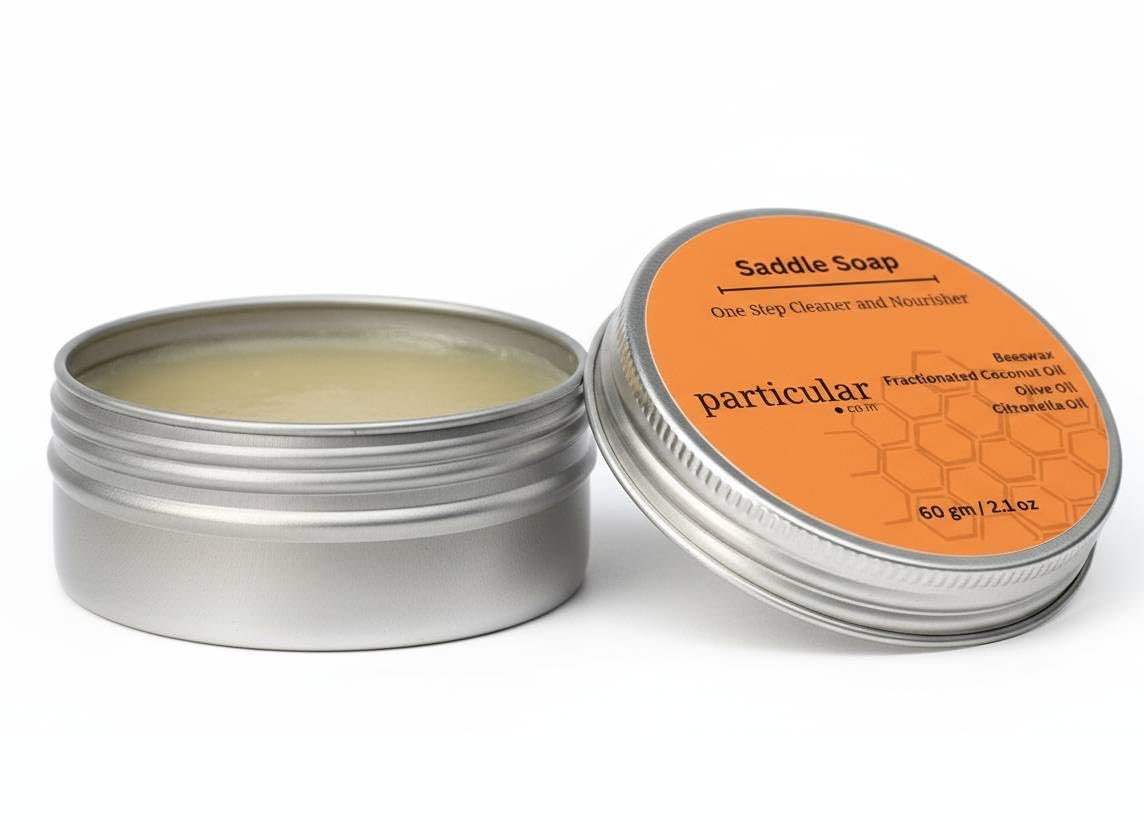 Particular: Saddle Soap, One Step Cleaner and Conditioner for Natural Leather | Beeswax and Lanolin Based | Clean and Nourish | 100% Good for Leather Ingredients (120, Grams)