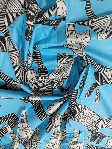 Image of Doraya Pure Cotton Dress Making Fabric Sanganeri Print Jaipuri Hand Block Printed Unstitched Dress Material for Women Blouse /Plazzo,Kurti /Lehenga Piece Womens 43 inch Inches Width (Blue 2, 3 Meter)