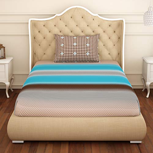 Image of Spaces 100% Cotton Bedsheet Single Breathable Soft Feel Skin Safe 144 Tc Blue Bedsheet for Single Bed