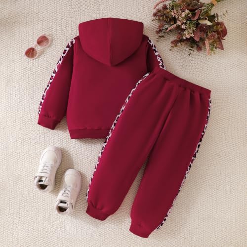 Image of Girls Clothes Fall Winter Toddler Outfits Leopard-print Hoodie Sweatshirt + Sweatpants 2 Piece Set 4-12 Years