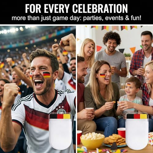 NiceNaiils 2 Stück Deutschland Schminkstift Fanartikel, Flagge Schwarz-Rot-Gold Fan-Schminke, Abwaschbare Gesichtsschminke für EM/WM Fußball, Deutschland Trikot Zubehör & Public Viewing
