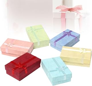 Hemobllo 6pcs Bowknot Wrapping Box for Necklaces and Bracelets Paperboard | Elegant Appearance, Decorative Lid Detail, Suitable for Valentine's Day and Wedding Christmas and Mother's Random Color
