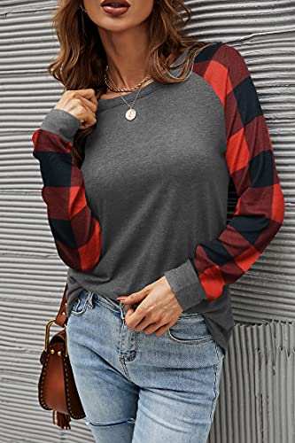 Image of Aifer Womens Long Sleeve Shirts Crew Neck Pullover Sweatshirt Pattern Raglan Casual Tunic Tops
