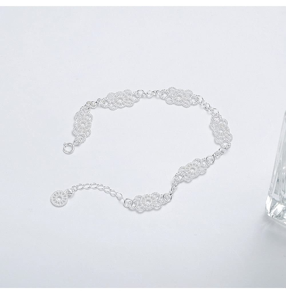 Armband Damen Silber,S925 Silberarmband Hohl Geschnitzte Spitze Freundschaftsarmbänder Einstellbar Exquisite Sterling Silber Schmuck Für Frauen Geschenk Freundin Frau