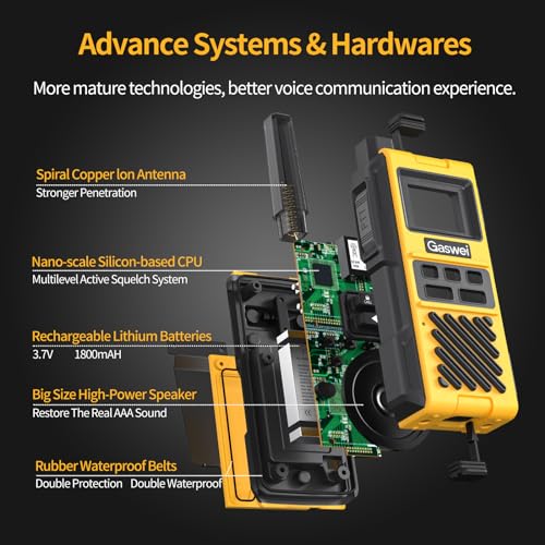 Image of Gaswei G1pro Walkie Talkie Long Range IP67 Waterproof 22 Channels(2 Pack) | Two Way Radios,NOAA Weather Alert,Call Alert,VOX,FM Radio,Rechargeable,Keypad Lock,Shock Resistant,Hiking,Camping,Skiing