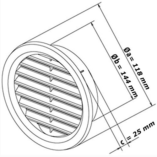 Haco VM140 - Griglia rotonda per ventilazione, in