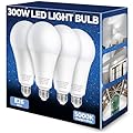Nouscan 300W Equivalent LED Light Bulb, 4060LM Super Bright A23 LED Bulb, Daylight 5000K, 33W Energy Saving, E26 Medium Base, 120V for Garage, Warehouse, Shop, Supermarket, Non-Dimmable, 4 Pack