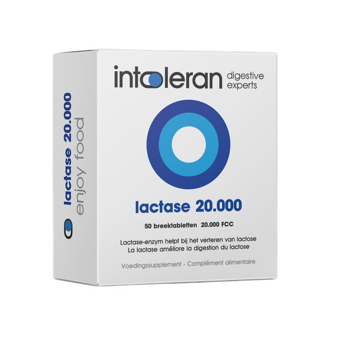 Lactase 20 000 enzymes digestives - 50 comprimés sécables avec | Complément alimentaire pour l'intolérance au lactose | Enzyme lactase qui aide à digérer les produits laitiers | Dosage le plus élevé